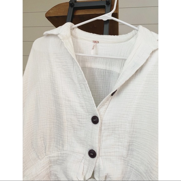 Free People Casual White Button Up - Picture 3 of 3
